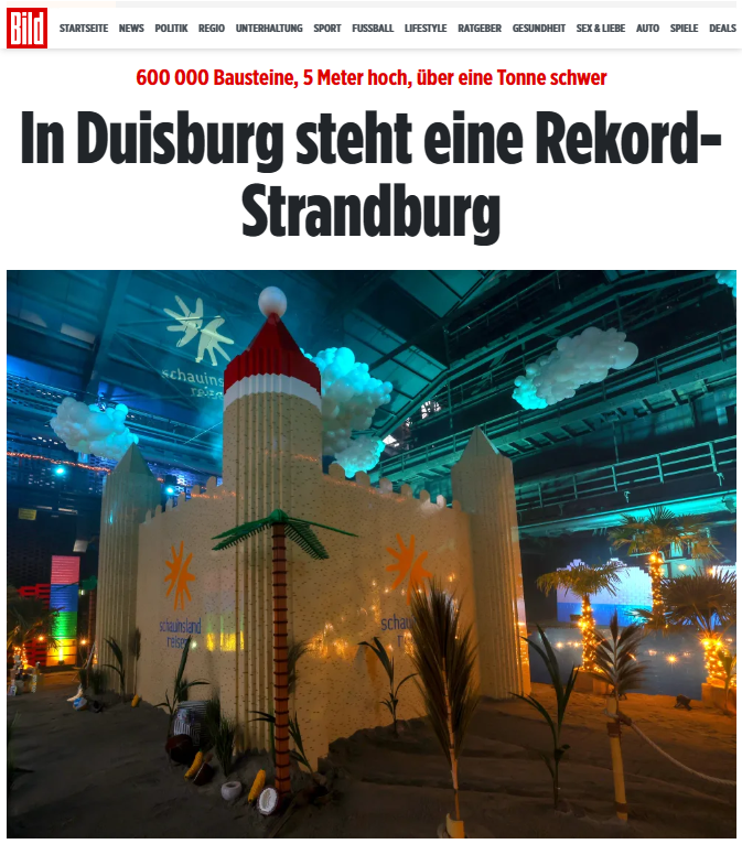 Bildzeitung - LEGO® Weltrekord in Duisburg auf dem Lichtermarkt.